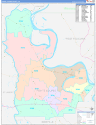Pointe CoupeeParish (County), LA Wall Map Color Cast Style 2023